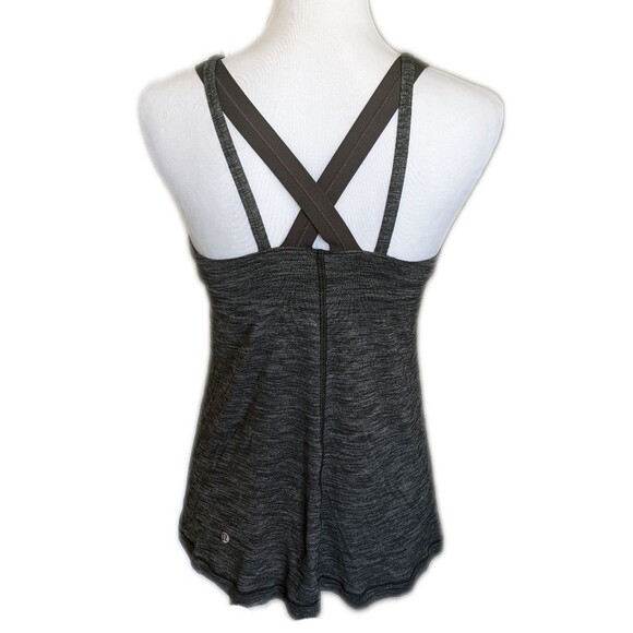 Lululemon Athletica athletic tank, olive green heather, built in bra (camo), 8 - Picture 2 of 8